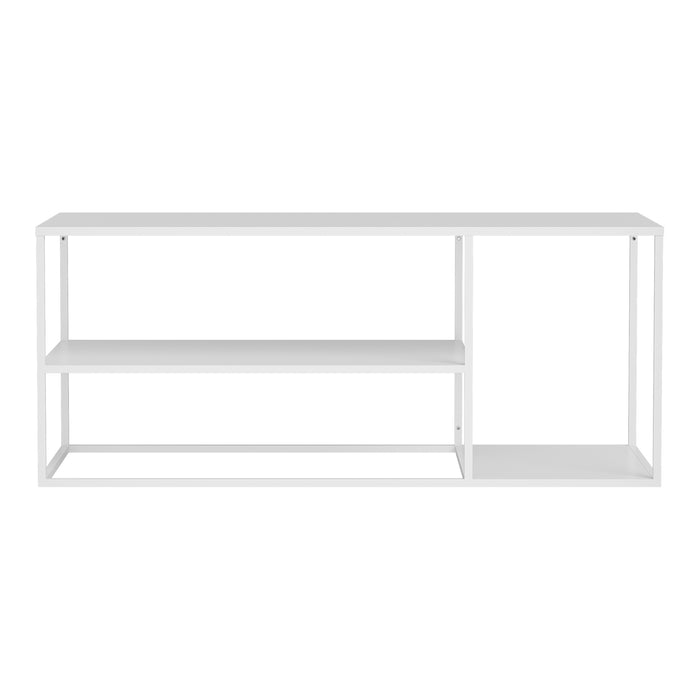 Tavolino Basso da Soggiorno Solund a 3 Piani di Appoggio 120x50x50 cm - Bianco opaco [en.casa]