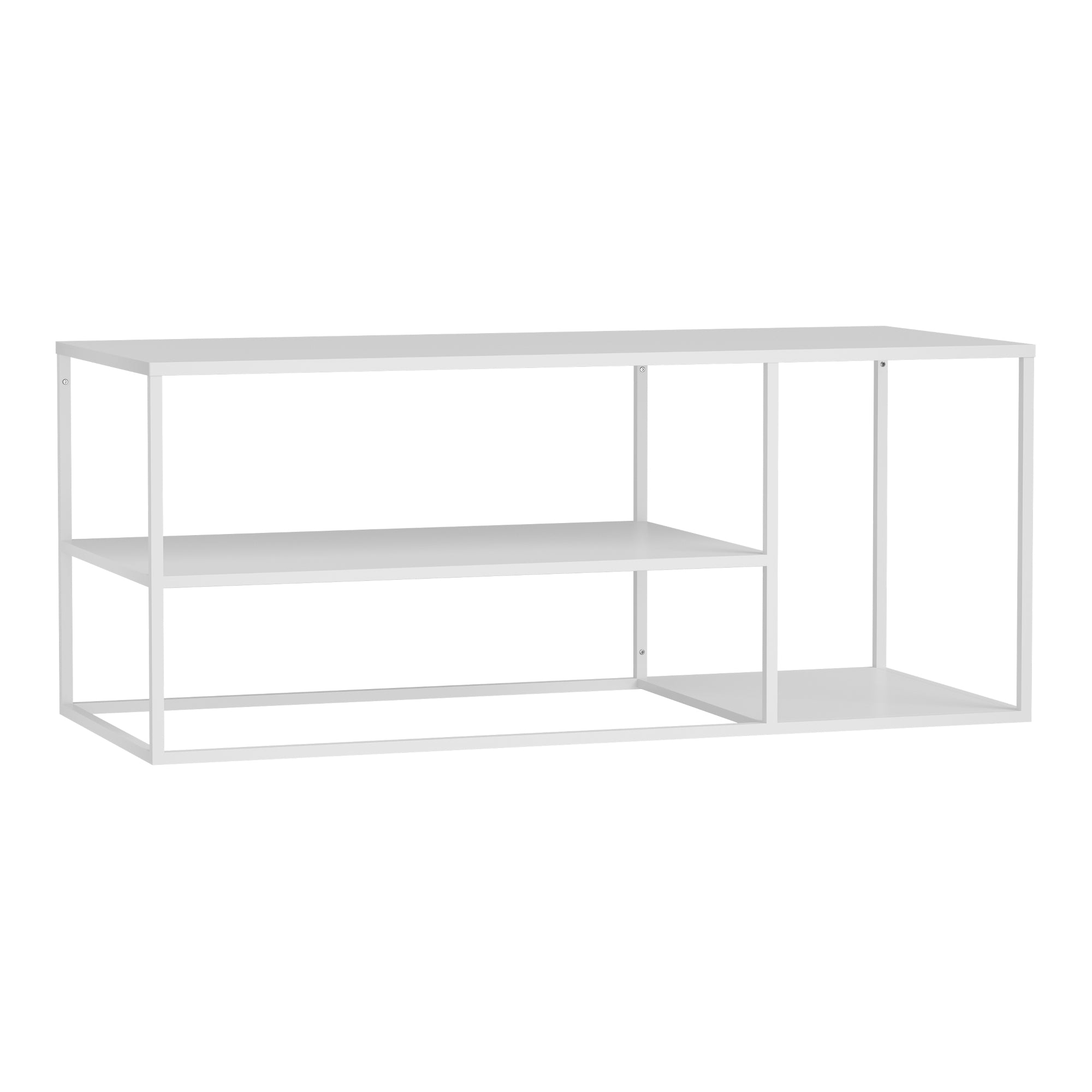 Tavolino Basso da Soggiorno Solund a 3 Piani di Appoggio 120x50x50 cm - Bianco opaco [en.casa]