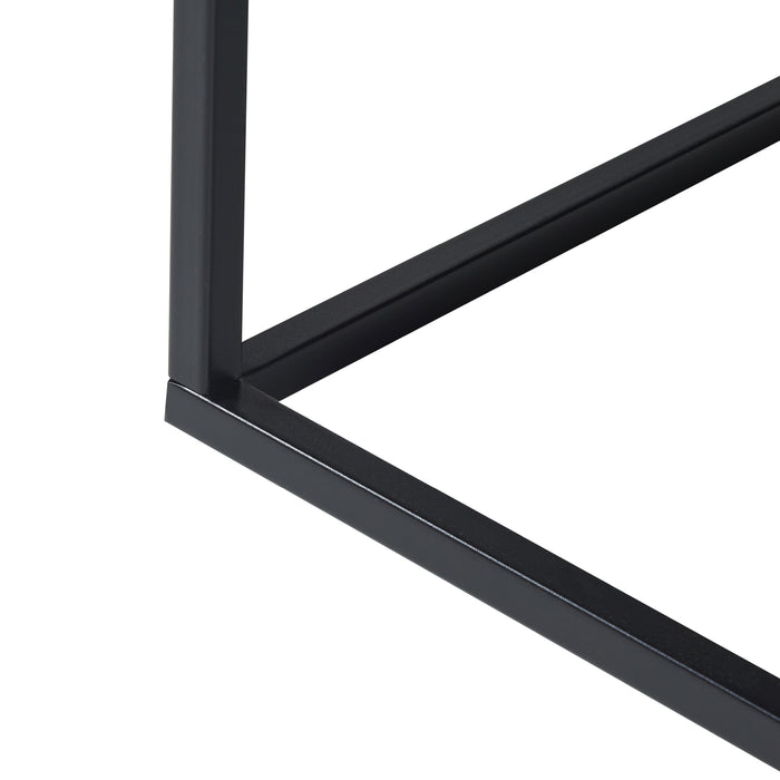 Tavolino Basso da Soggiorno Solund a 2 Piani di Appoggio 60x60x45 cm Nero opaco [en.casa]