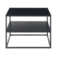 Tavolino Basso da Soggiorno Solund a 2 Piani di Appoggio 60x60x45 cm Nero opaco [en.casa]