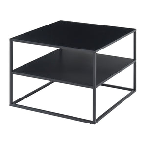 Tavolino Basso da Soggiorno Solund a 2 Piani di Appoggio 60x60x45 cm Nero opaco [en.casa]