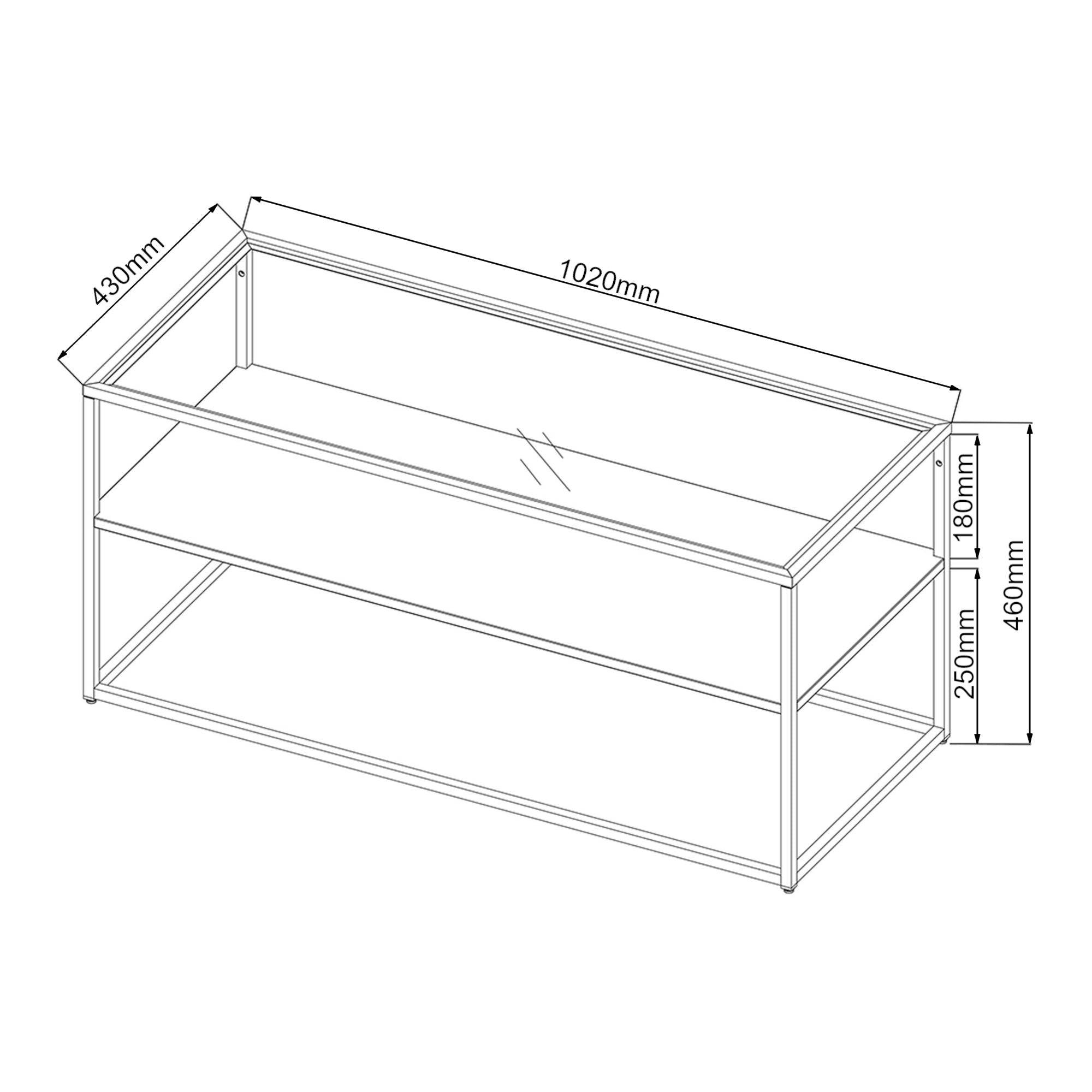 Tavolino Basso da Soggiorno Solund a 2 Piani di Appoggio 102x43x46 cm Bianco opaco [en.casa]