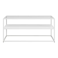 Tavolino Basso da Soggiorno Solund a 2 Piani di Appoggio 102x43x46 cm Bianco opaco [en.casa]