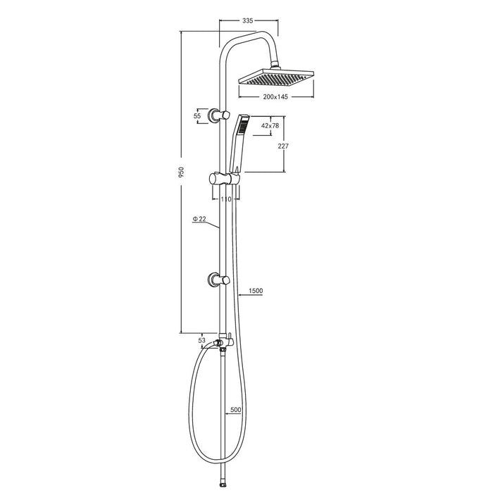 Colonna doccia attrezzata 026 ottone cromato soffione quadro doccetta *** materiale staffe a parete staffe in ottone,...