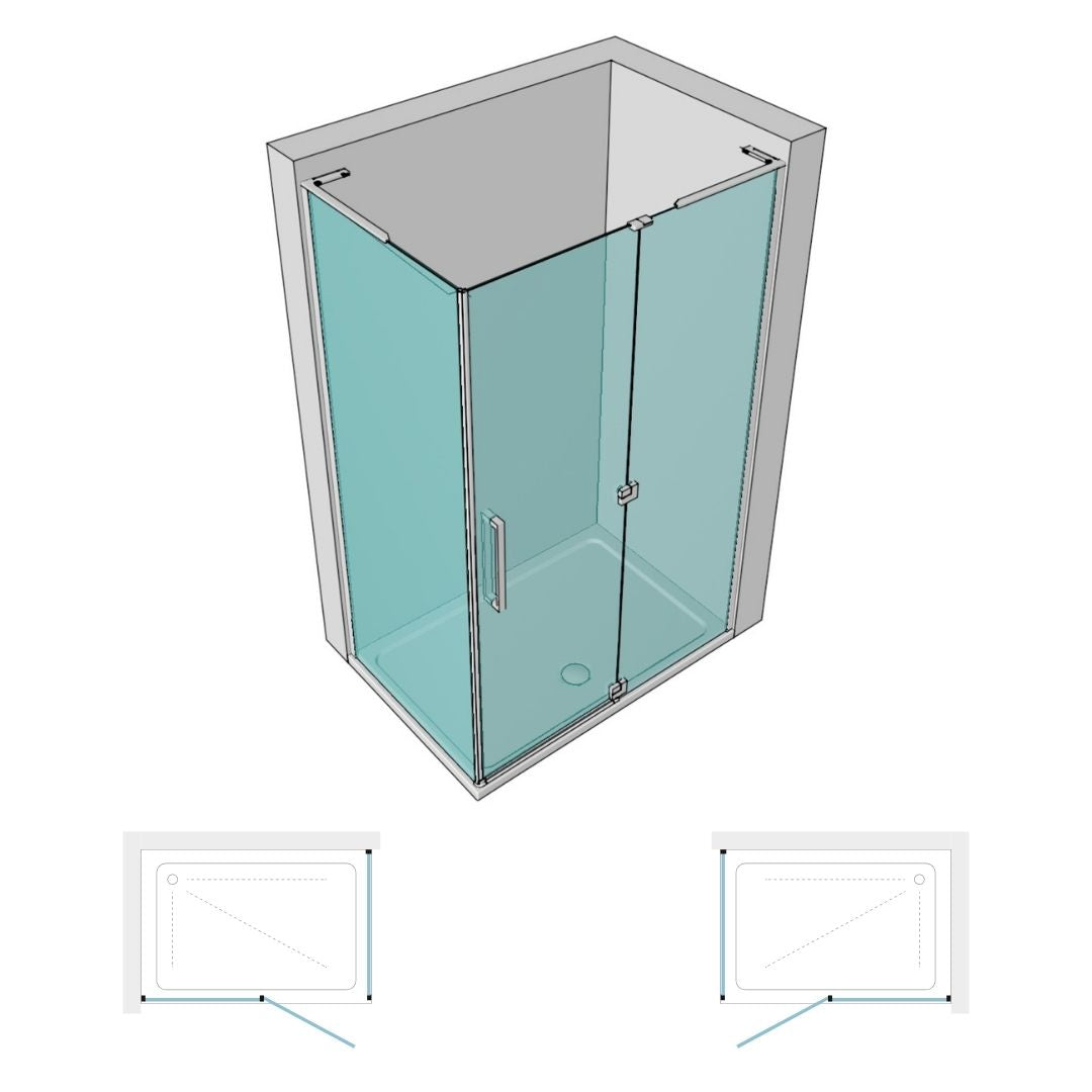 Cabina angolare anta battente sinistra genziana cristallo trasparente 8 mm *** misure 68-69x138-139xh200 cm sx, confe...