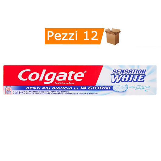 Multipack da 12 dentifrici colgate sensation white - confezioni da 75 ml ciascuna