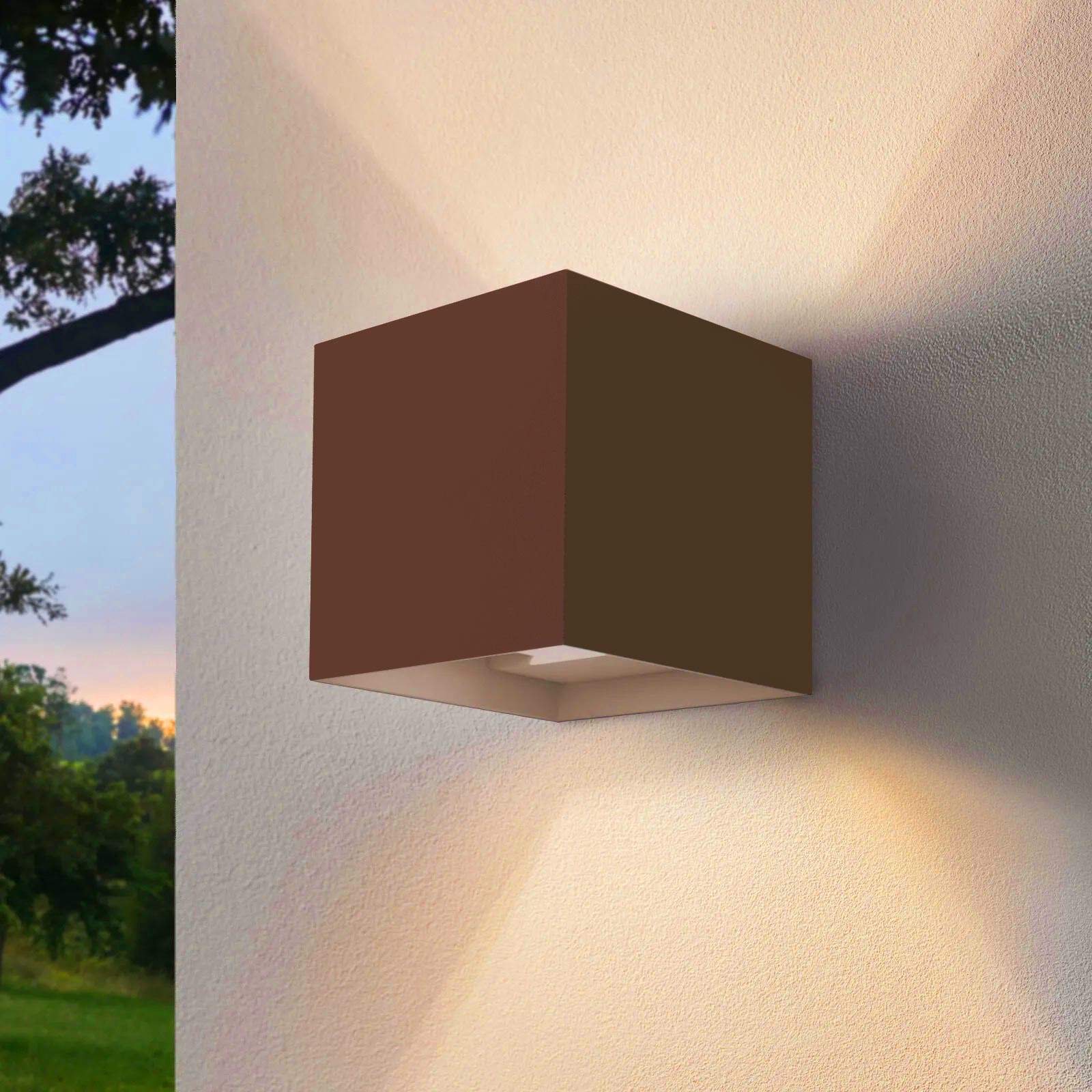 Applique cubo LED 40W doppio fascio luce esterni IP65 applique orientabile facciata ingresso giardino 4000 lumen 230V CORTEN 4000K