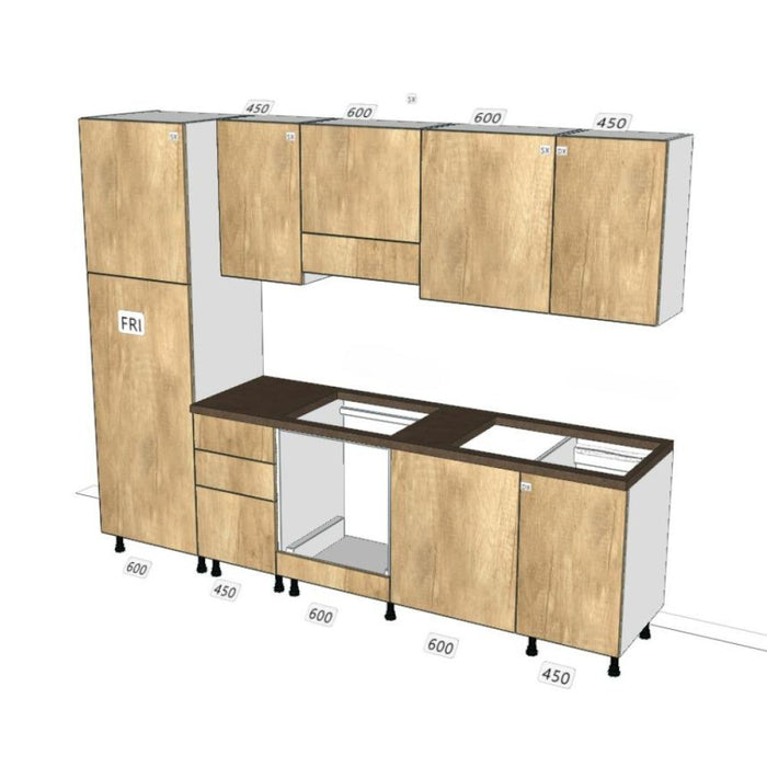 Cucina Rosmarino 270 x 217H con lavastoviglie nebraska destra