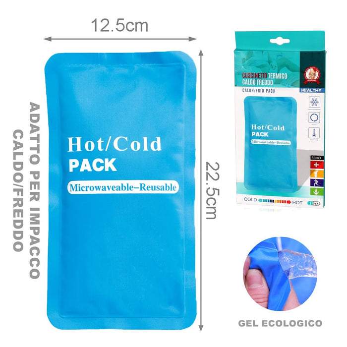 Cuscinetto Termico Gel Caldo Freddo Modello Rettangolare per la Terapia del Calore e del Freddo 12.5x22.5cm