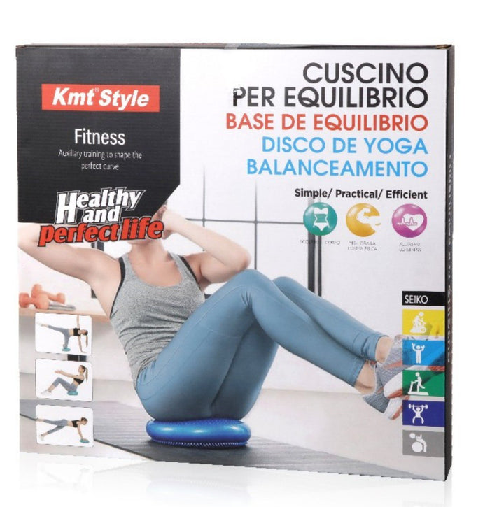 Cuscino Per L'equilibrio Gonfiabile Allenamento Fitness Diametro 34cm Colore Assortito