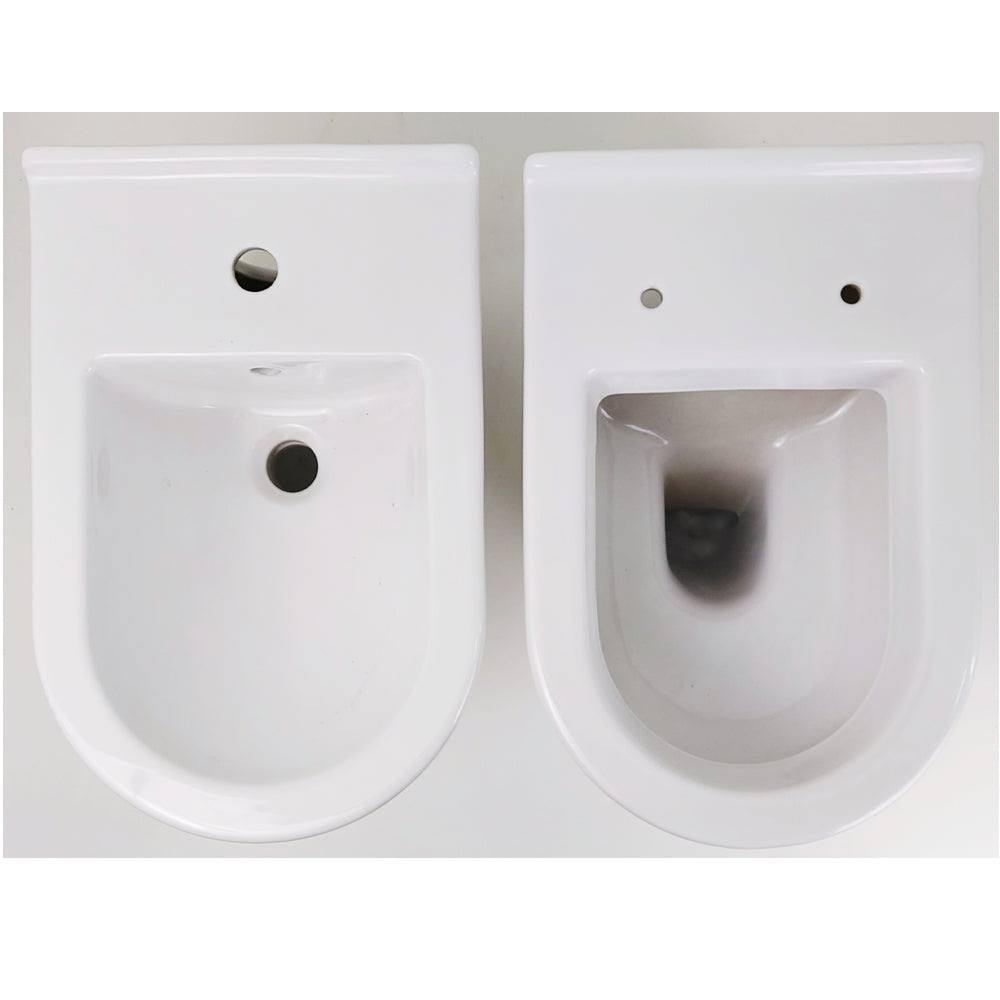 Coppia di sanitari in ceramica vaso wc + bidet a pavimento filo parete vitra s50