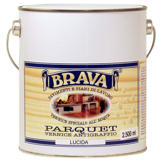 Vernice parquet trasparente lucida all'acqua litri 2,5 brava