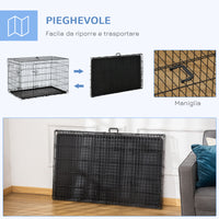 Easycomfort Gabbia per Animali Domestici Trasportino per Cani e Gatti Pieghevole in Acciaio Doppia Apertura, 121x77x82cm, Nero