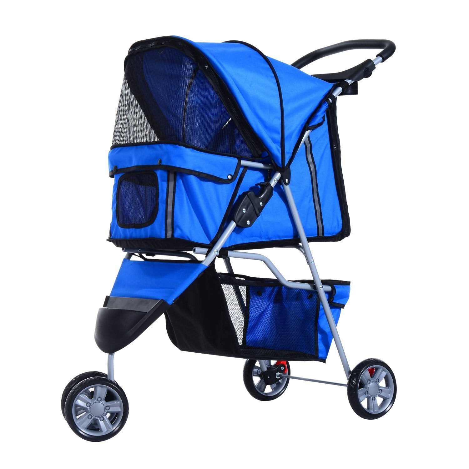 EasyComfort Passeggino per Cani 10 kg Pieghevole, Carrello per Cani Animali Domestici Carrozzina Blu 75 x 45 x 97cm