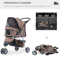 EasyComfort Passeggino per Cani Pieghevole Carrello per Animali Domestici Carrello Carrozzina Caffè 75 x 45 x 97cm