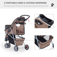 EasyComfort Passeggino per Cani Pieghevole Carrello per Animali Domestici Carrello Carrozzina Caffè 75 x 45 x 97cm