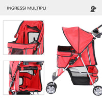 EasyComfort Passeggino per Cani Pieghevole Carrello per Animali Domestici Carrello Carrozzina Rosso 75 x 45 x 97cm