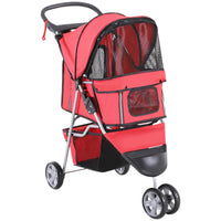 EasyComfort Passeggino per Cani Pieghevole Carrello per Animali Domestici Carrello Carrozzina Rosso 75 x 45 x 97cm