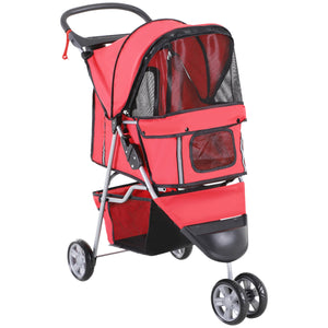 EasyComfort Passeggino per Cani Pieghevole Carrello per Animali Domestici Carrello Carrozzina Rosso 75 x 45 x 97cm