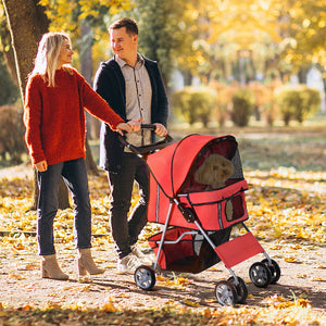 Passeggino per Cani Pieghevole Rosso 75x45x97 cm