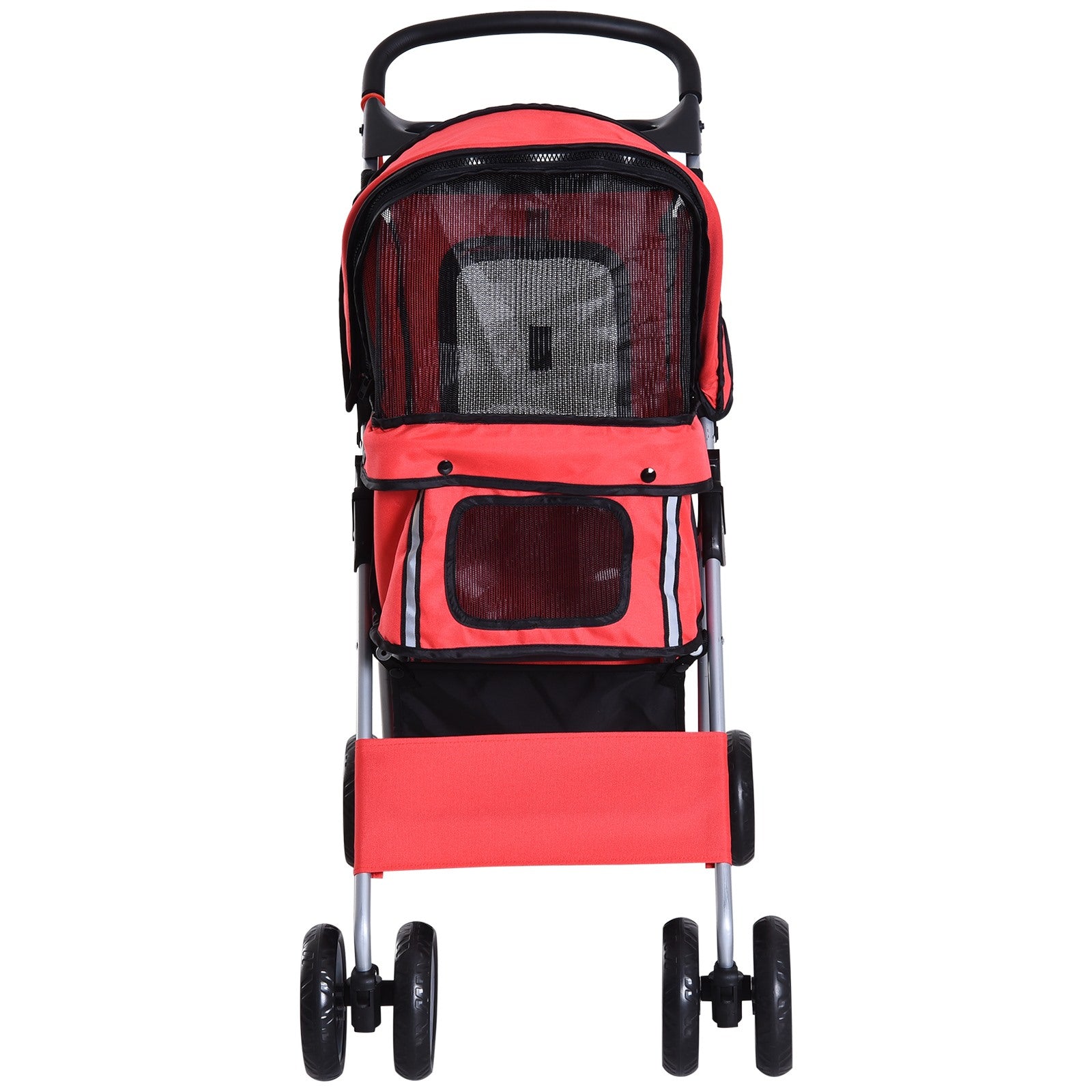 EasyComfort Passeggino per Cani Pieghevole, Carrello per Animali Domestici, Rosso, 75 x 45 x 97cm