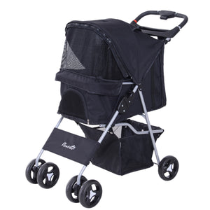 EasyComfort Passeggino per Cani 10 kg, Gatti Animali Domestici Pieghevole 75L x 46P x 94Acm Nero