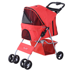 EasyComfort Passeggino Cani Gatti Animali Domestici Pieghevole 75L x 46P x 94Acm Rosso