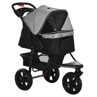 Passeggino per Cani Pieghevole 109,5x54,5x106,5 cm in Acciaio e Oxford Grigio e Nero