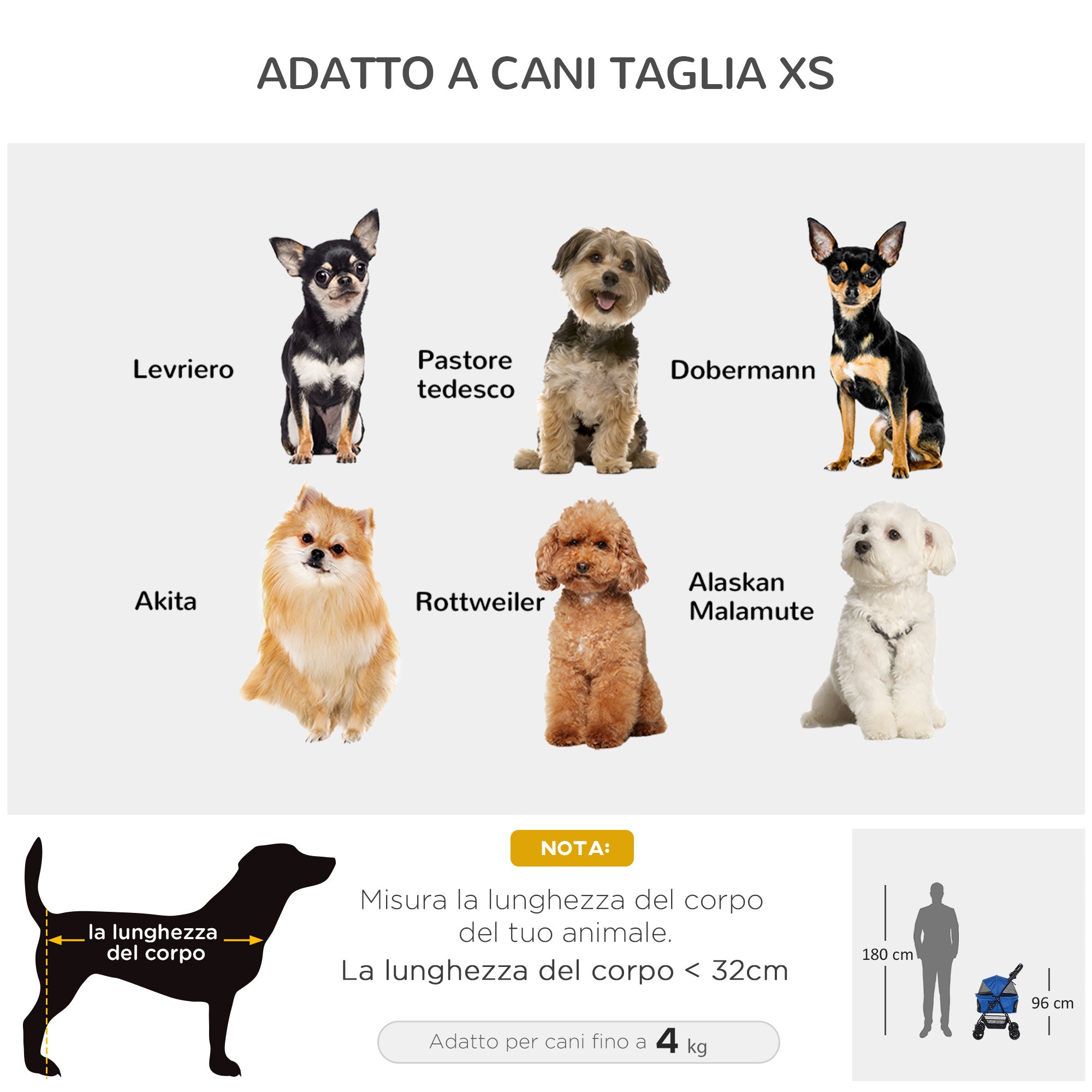 EasyComfort Passeggino per Cani Pieghevole con Guinzaglio di Sicurezza e Cestino Portaoggetti, Blu