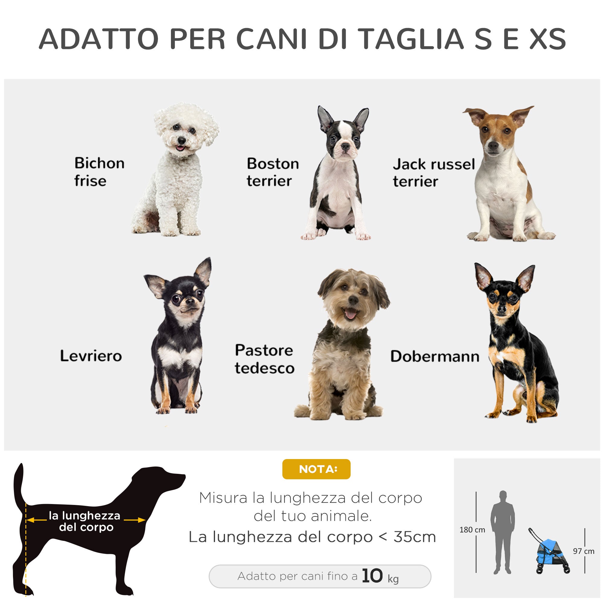 EasyComfort Passeggino per Cani Pieghevole con Tettuccio Regolabile e Ruote Girevoli, 82x47x97cm, Blu