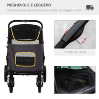 EasyComfort Passeggino Pieghevole per Cani di Taglia Media con Ingressi a Cerniera e Finestre a Rete, 112x65x100 cm