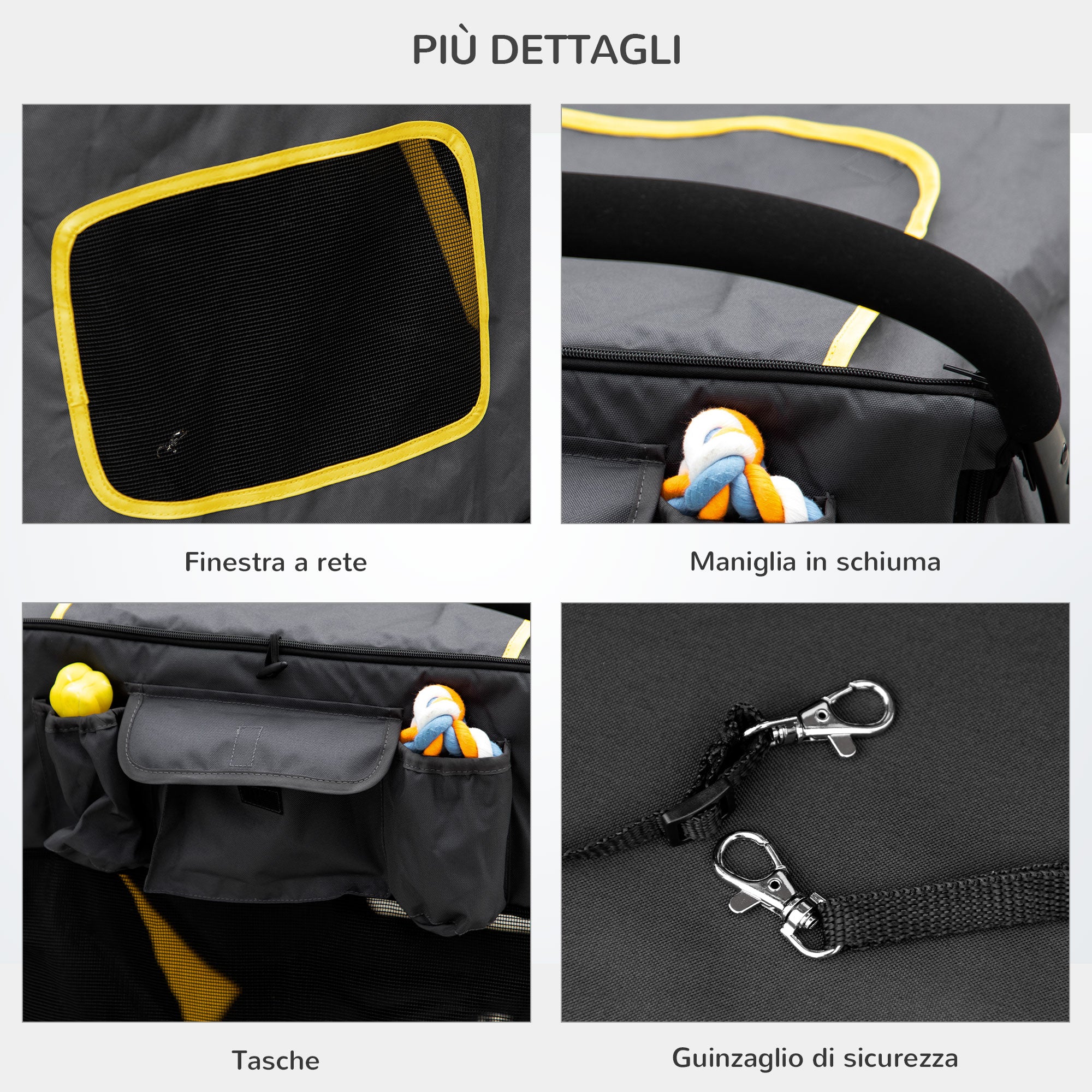 EasyComfort Passeggino Pieghevole per Cani di Taglia Media con Ingressi a Cerniera e Finestre a Rete, 112x65x100 cm