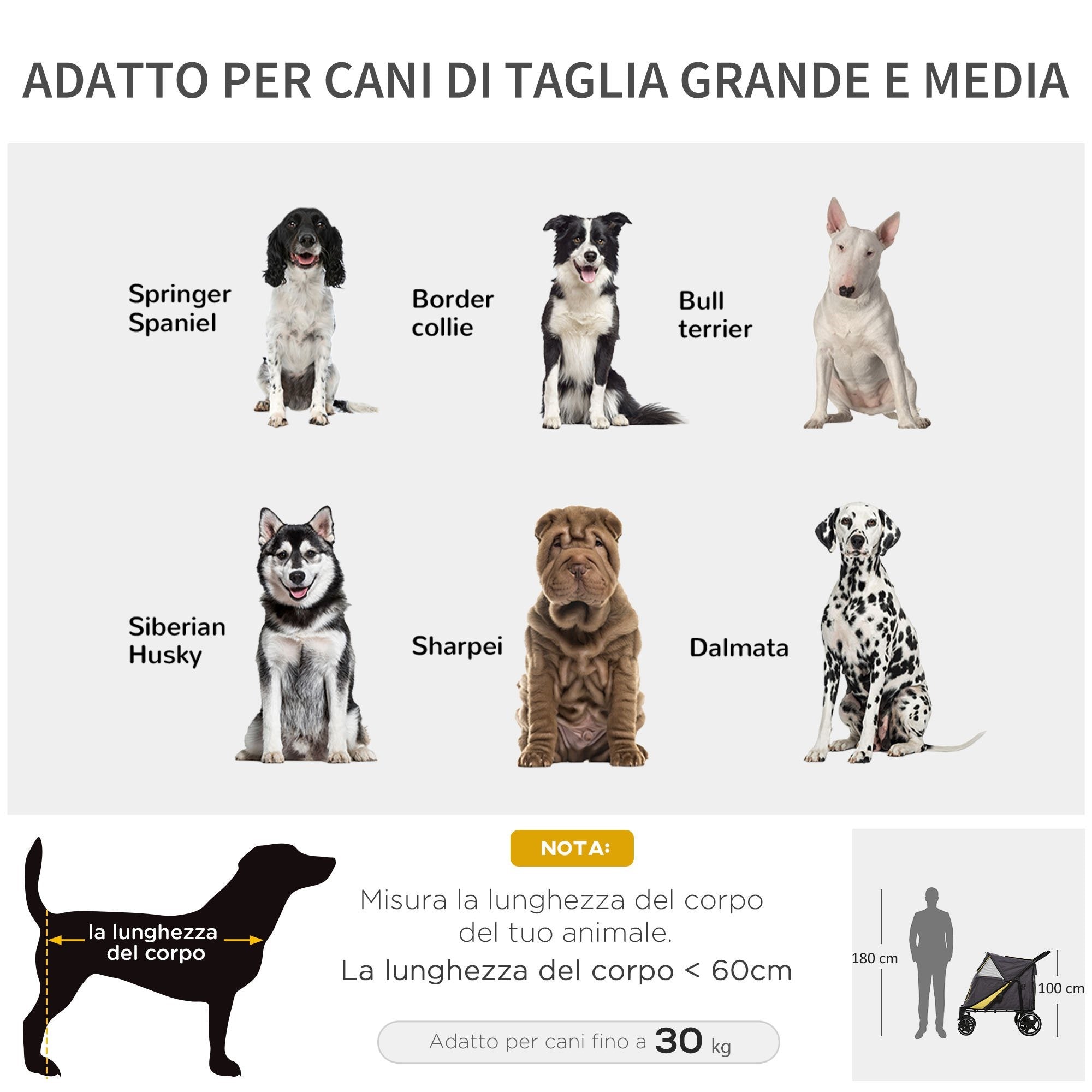 EasyComfort Passeggino Pieghevole per Cani di Taglia Media con Ingressi a Cerniera e Finestre a Rete, 112x65x100 cm