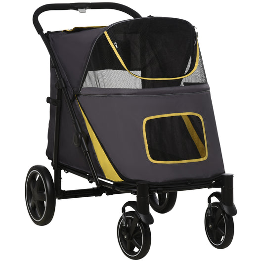 EasyComfort Passeggino Pieghevole per Cani di Taglia Media con Ingressi a Cerniera e Finestre a Rete, 112x65x100 cm