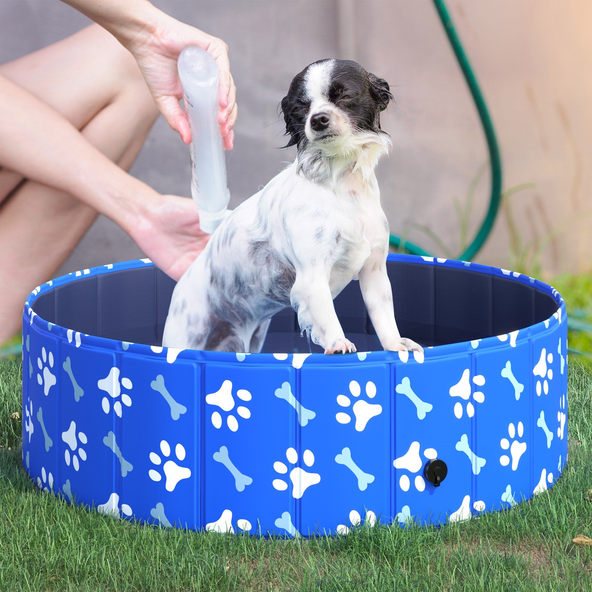 EasyComfort Piscina Rigida per Cani Taglia Piccola 35kg in Plastica Dura e Antiscivolo per Giardino o Interni, Blu Φ100x30cm