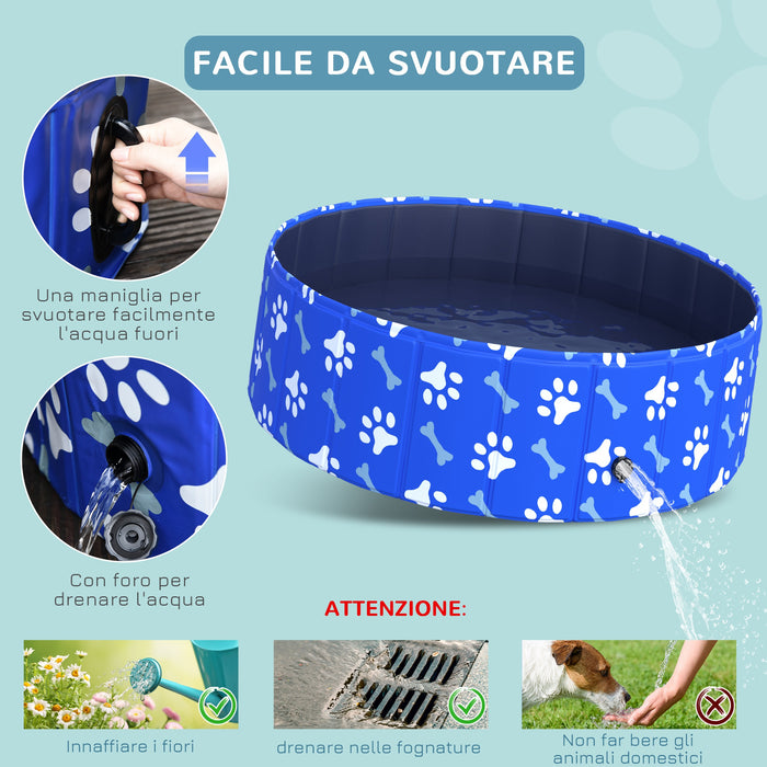 EasyComfort Piscina Rigida per Cani Taglia Piccola 35kg in Plastica Dura e Antiscivolo per Giardino o Interni, Blu Φ100x30cm