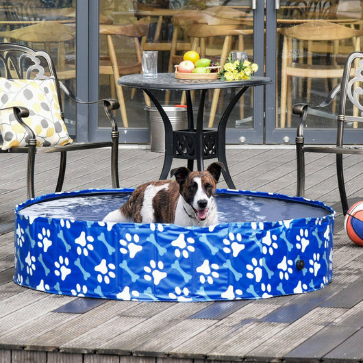 Easycomfort Piscina Rigida per Cani Taglia Grande Superiore a 65kg in Plastica Dura e Antiscivolo per Giardino o Interni, Blu ?140x30cm