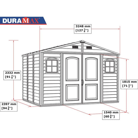 Casetta Box da Giardino 325x240x233 cm in PVC Avorio/Marrone