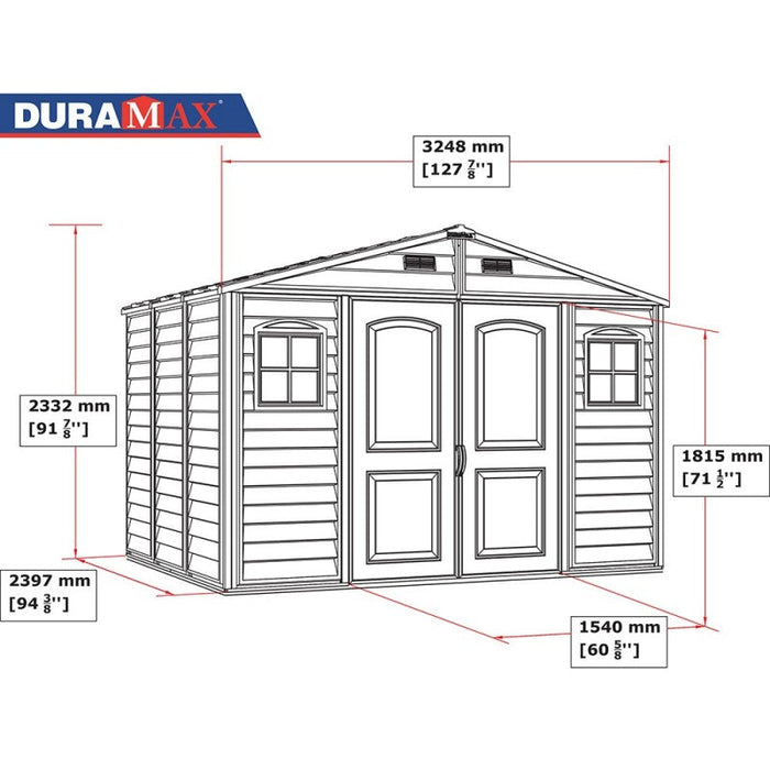 Casetta Box da Giardino 325x240x233 cm in PVC Avorio/Marrone