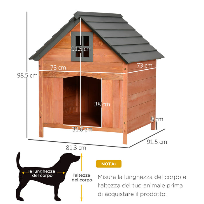 Cuccia per Cani Taglia Piccola Max 30Kg 81,3x91,5x98,5 cm in Legno