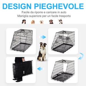 Trasportino per Cani 76x48x55 cm in Metallo Nero