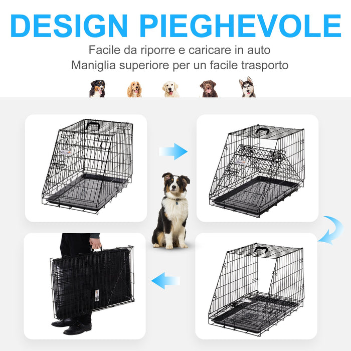 Trasportino per Cani 76x48x55 cm in Metallo Nero