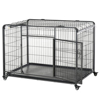 Gabbia per Cani Pieghevole 125x76x81 cm con Ruote in Metallo Grigio