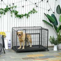 Gabbia per Cani Pieghevole 125x76x81 cm con Ruote in Metallo Grigio