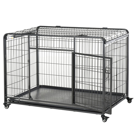 EasyComfort Kennel Gabbia per Cani Pieghevole con Freno e Fondo Rimovibile - Grigio