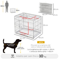 Gabbia Trasportino per Cani Gatti 61x43x53 cm Pieghevole in Metallo