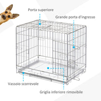 Easycomfort Kennel Gabbia per Cani Pieghevole in Acciaio Galvanizzato, Porta con Blocco e Fondo Rimovibile