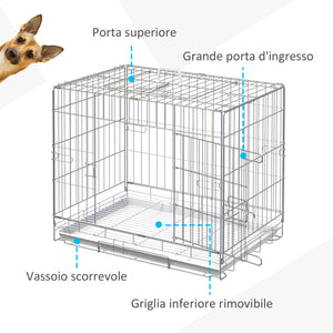 Easycomfort Kennel Gabbia per Cani Pieghevole in Acciaio Galvanizzato, Porta con Blocco e Fondo Rimovibile