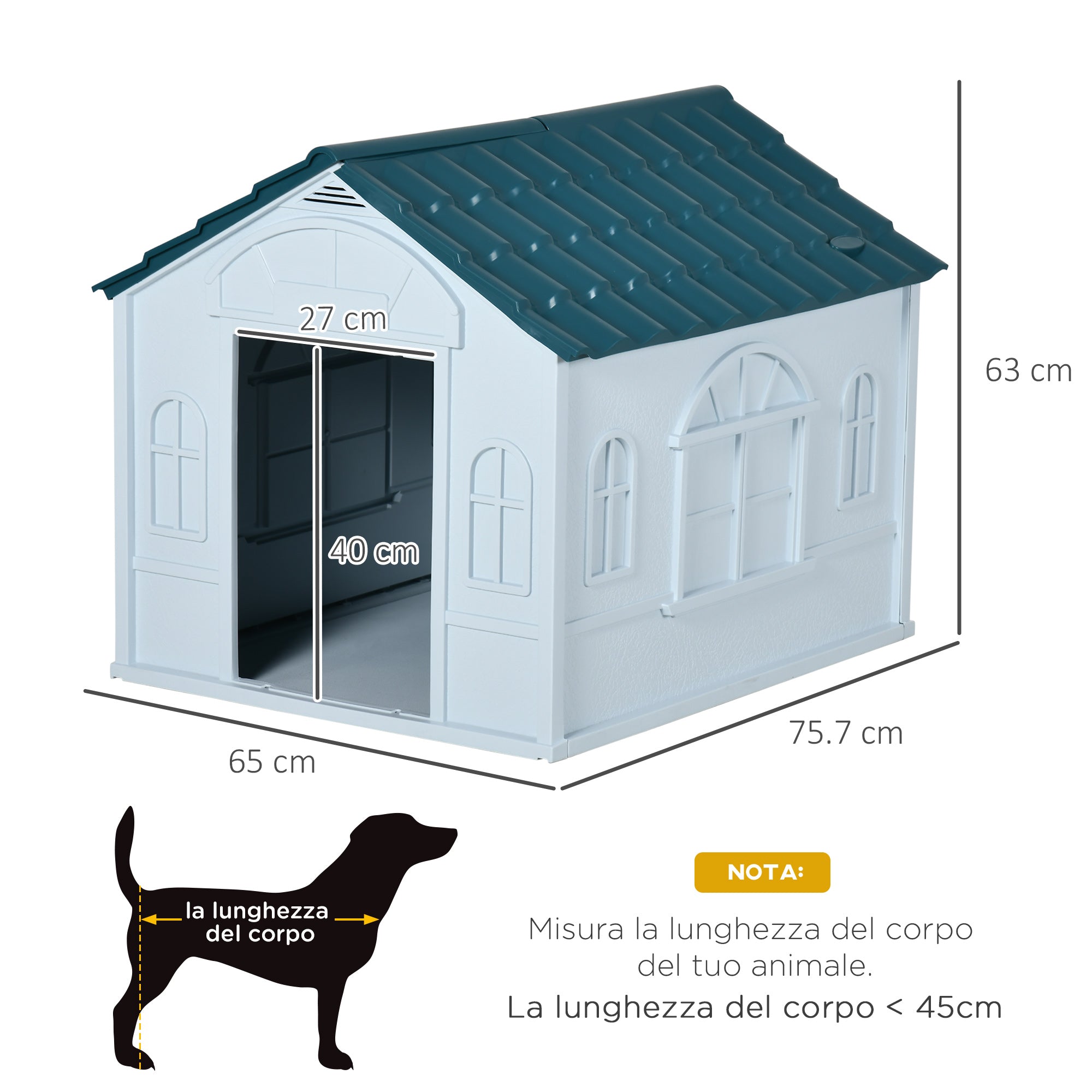 EASYCOMFORT  Cuccia per Cani di Taglia Media e Piccola max 20kg in PP Impermeabile, 65x75.7x63 cm, Blu