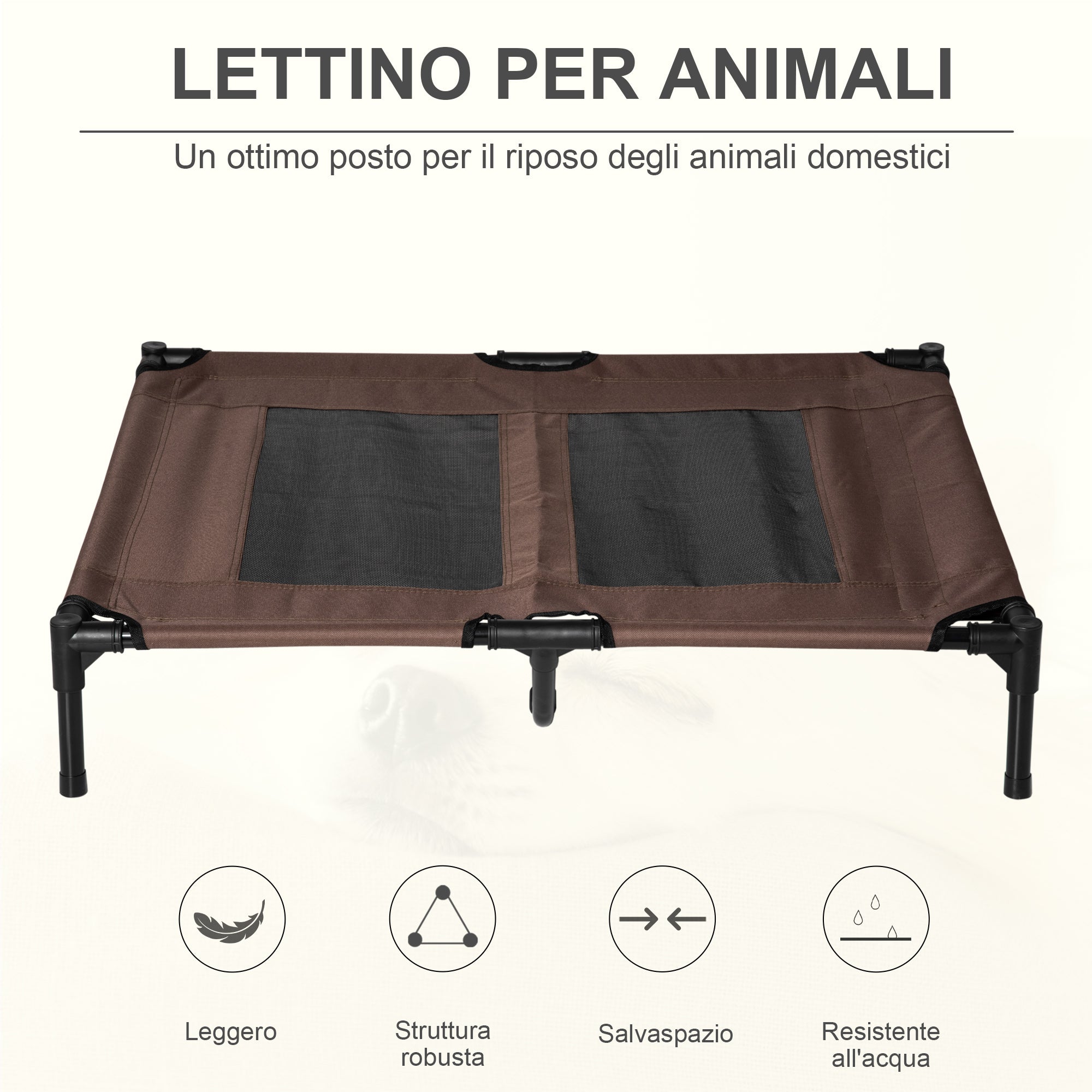 Brandina Pieghevole per Cani 91,5x76,2x18 cm Fino a 50Kg in Metallo e Tessuto Oxford Marrone